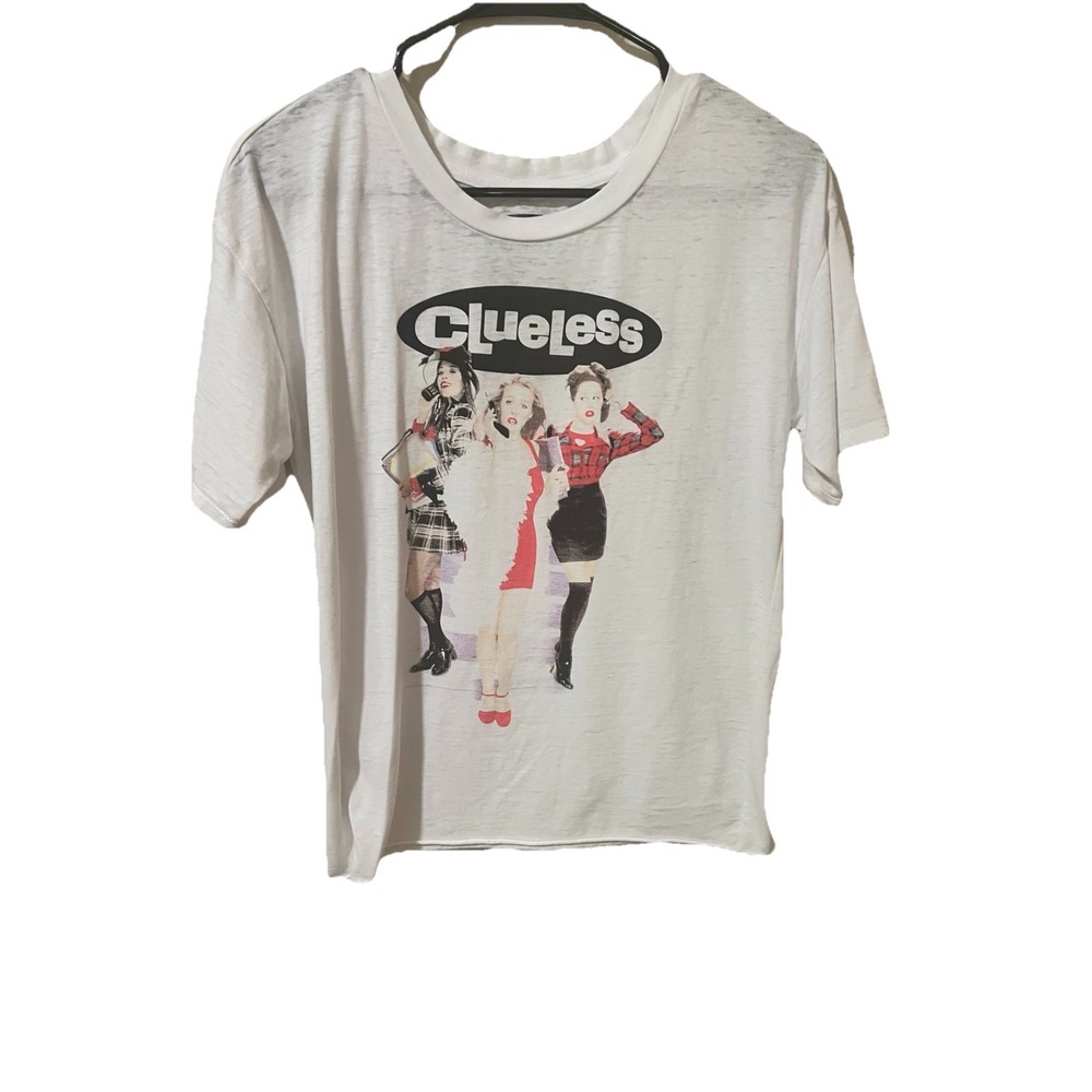 Clueless Shirt Womens Large White Burnout AS IF Movie Poster Official Cher Girls